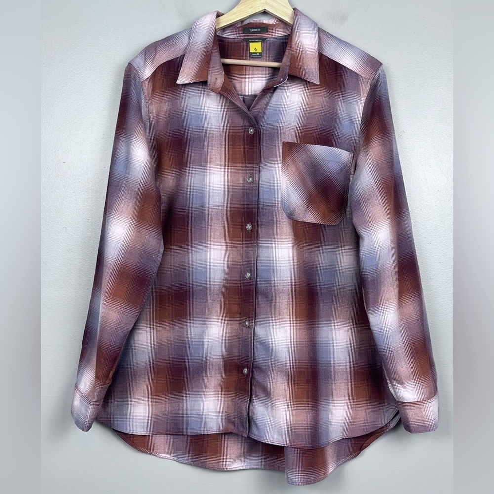 Eddie Bauer Women's Travex Expedition 2.0 Long Sleeve Flannel Shirt Size XL